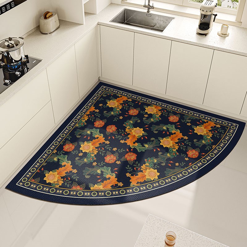 厨房硅藻泥地垫扇形免洗可擦防油防水防滑轻奢高级感脚垫美式地毯
