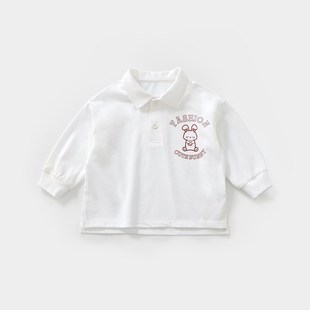 t恤婴儿纯棉休闲POLO打底衫 男宝宝长袖 潮童时髦上衣 新款 2024春装