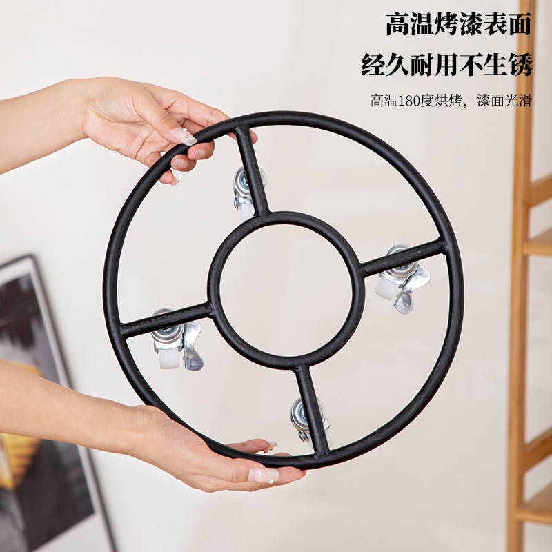 花盆托盆架移动带万向轮滑轮滚轮花架简约铁艺阳台室内置物架底座