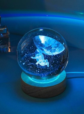 3d内雕水晶球七彩发光底座玻璃球家居装饰摆件小夜灯新年礼品