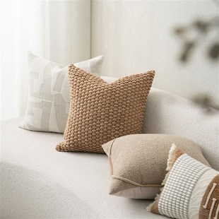 米色沙发抱枕高级样板房民宿别墅轻奢靠枕腰枕 侘寂风 元 熙壹品