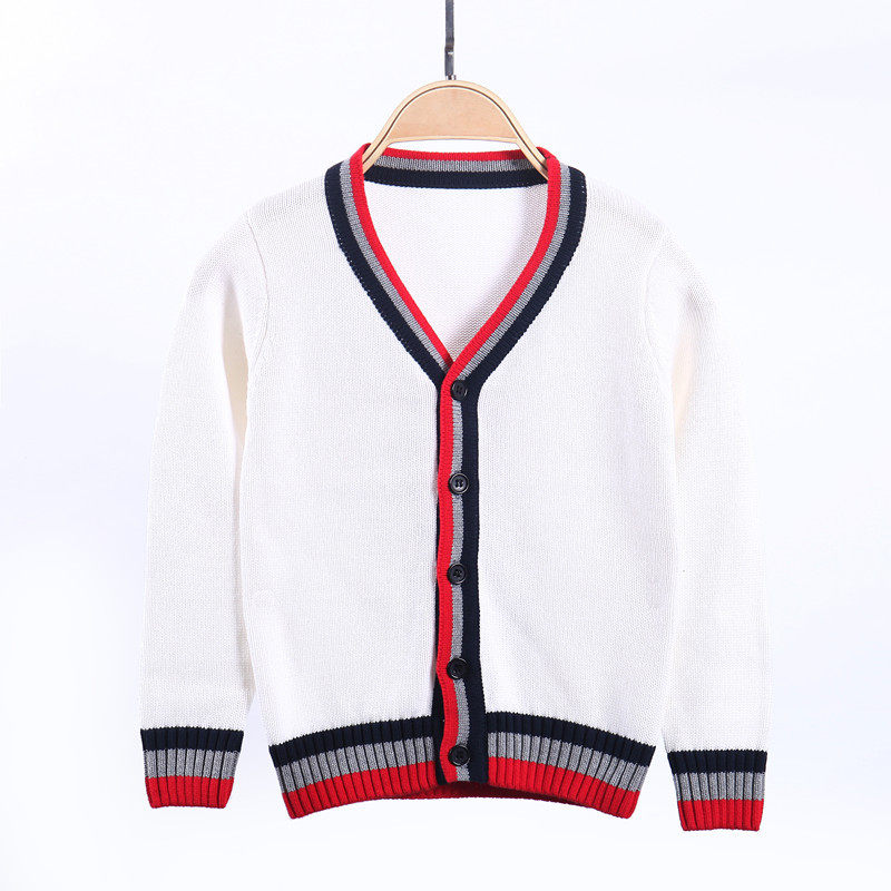 幼儿园园服 小学生校服英伦学院儿童V领配条针织开衫外套上衣毛衣