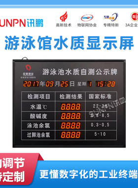 游泳池水质牌电子看板LED显示屏PH值ORP余氯数据检监测温度公示牌