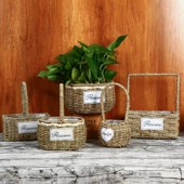 伴手礼手提花篮鲜花干花插花草编水果篮客厅摆件柳编收纳筐小篮子