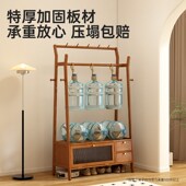 床头柜挂衣架一体卧室衣帽架防尘落地房间开放式 衣柜入户置物架子