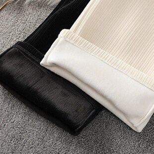 女秋冬145显高直筒休闲裤 150cm小个子加绒加厚雪尼尔窄版 阔腿裤