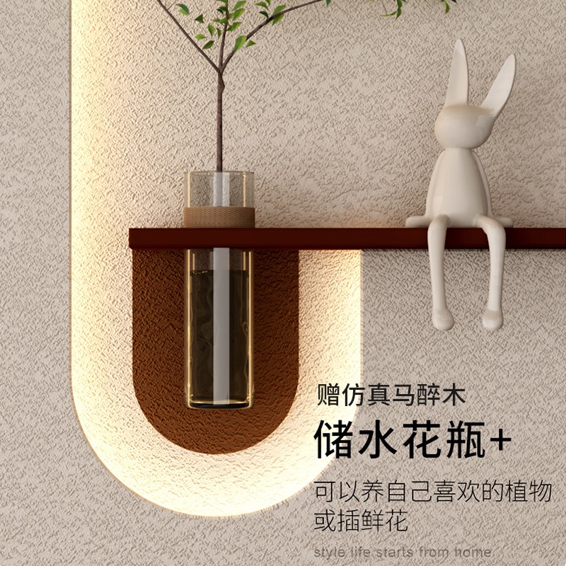玄关装饰画水培绿植奶油风客厅立体挂画2025新款可养花砂岩壁灯画