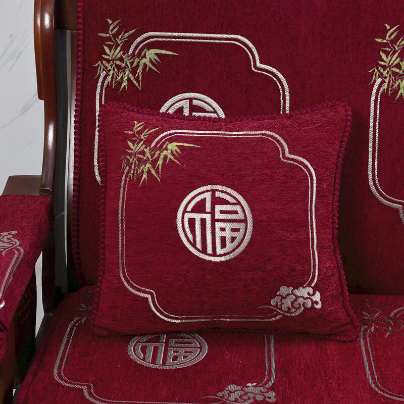 红实木沙发垫加厚高密度海绵新中式沙发坐垫连体带靠背春秋椅垫子