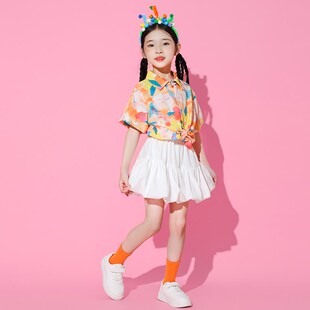 港风儿童服装女童复古走秀男童套装80年代演出服怀旧童装90幼儿园