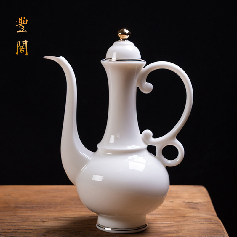 羊脂玉白瓷创意酒瓶家用酒壶白酒陶瓷一斤装仿古中国宫廷风分酒器