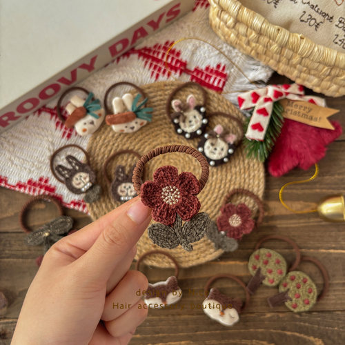 森系卡通儿童发绳小树松鼠发圈小女孩扎头发花朵皮筋甜美百搭头饰