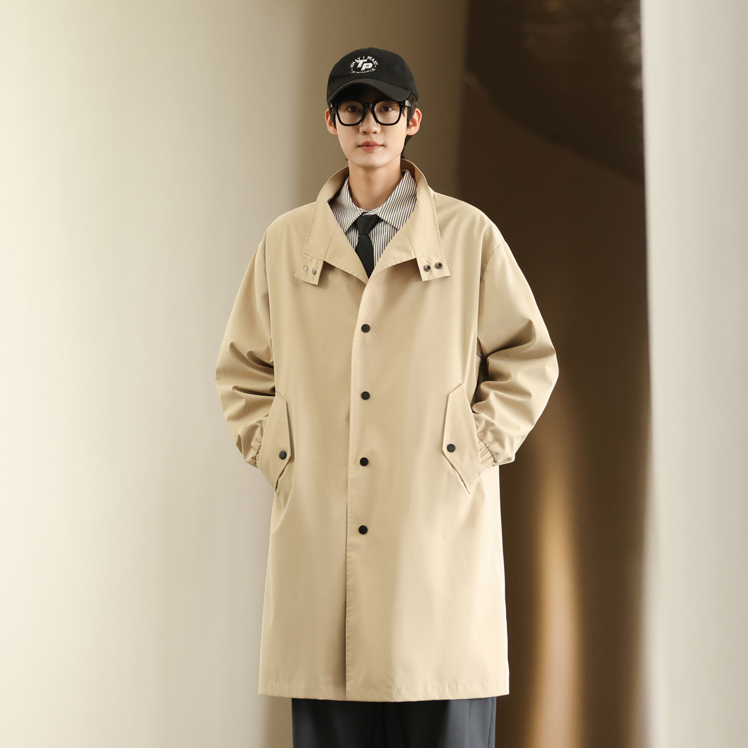 中长款风衣轻奢翻领外套防风上衣