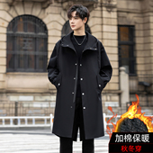 连帽外套帅气保暖披风长款 中长款 加棉风衣男士 过膝大衣青年上衣潮