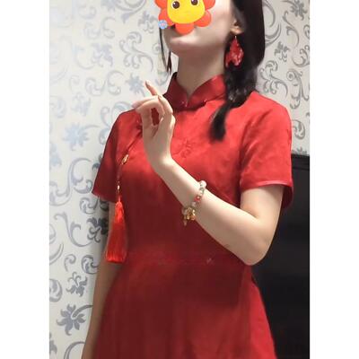 2025新款新中式红色旗袍女新娘短袖复古订婚结婚高端敬酒服连衣裙