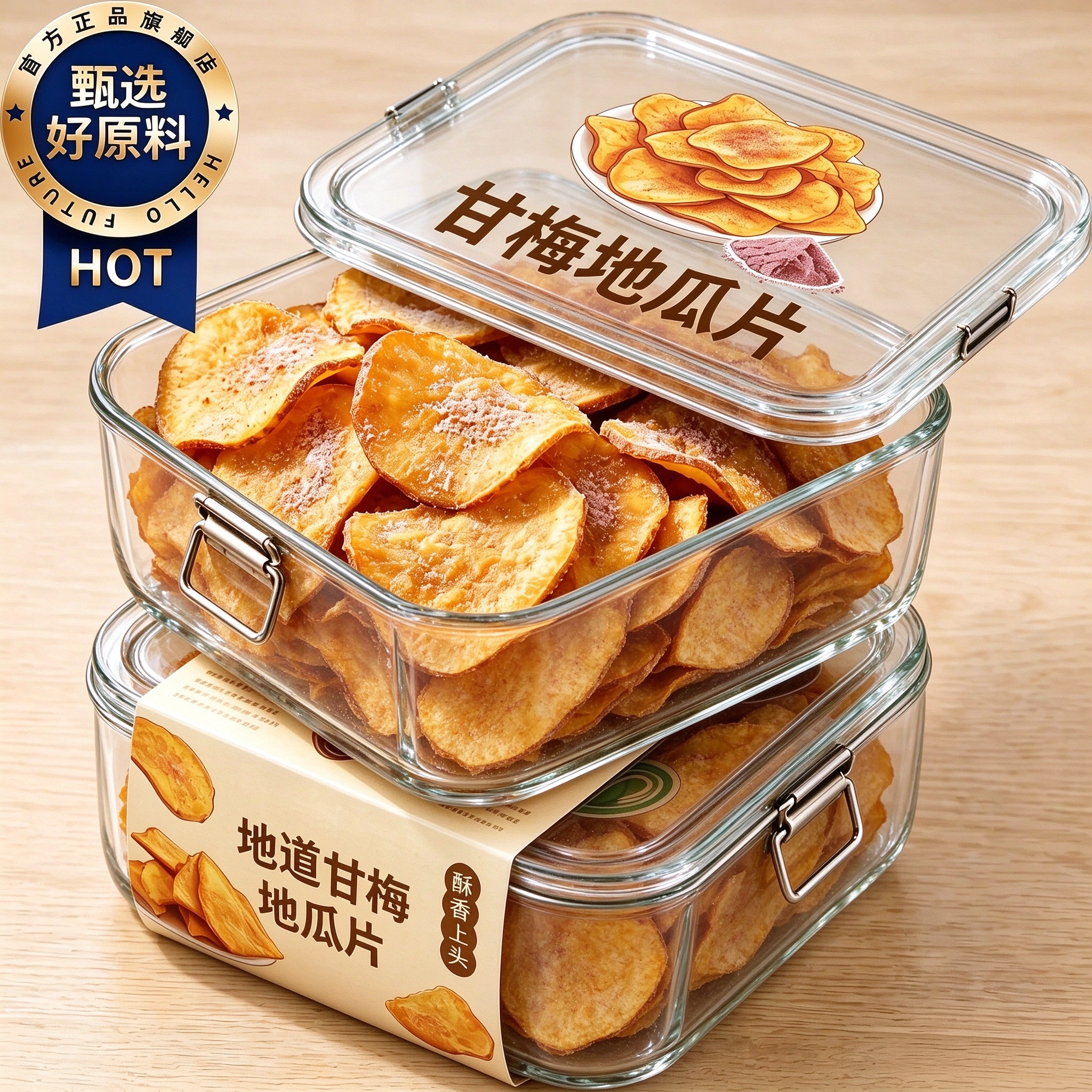 甘梅地瓜片官方旗舰店新鲜原切薄脆红薯片即食番薯办公室解馋追剧