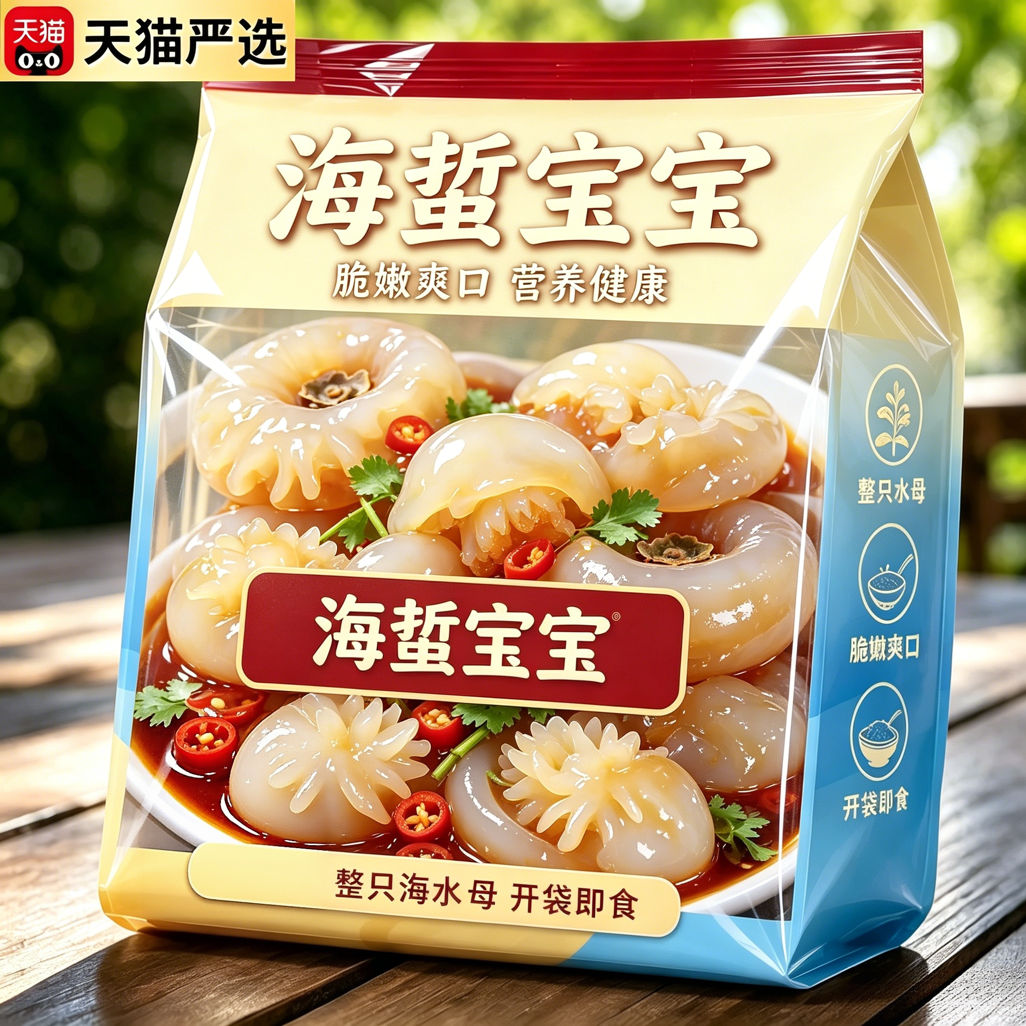 海蜇宝宝开袋即食海蜇花凉拌特产生腌水母宝宝海蜇仔素食脆嫩爽口