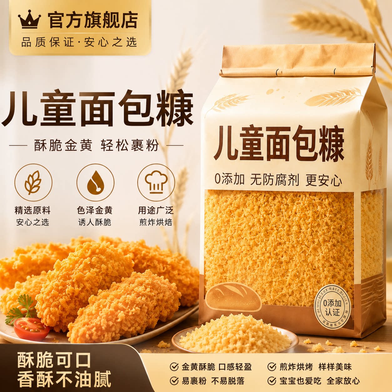 黄面包糠儿童0添加香脆炸粉家用油炸薯条鸡柳裹粉炸鸡官方旗舰店图片