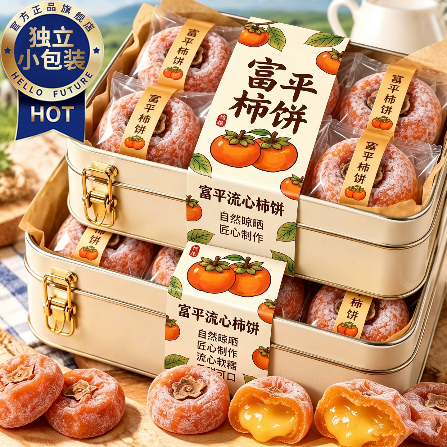 正宗富平柿饼特级官方旗舰店老式霜降流心吊柿饼农家传统果脯零食
