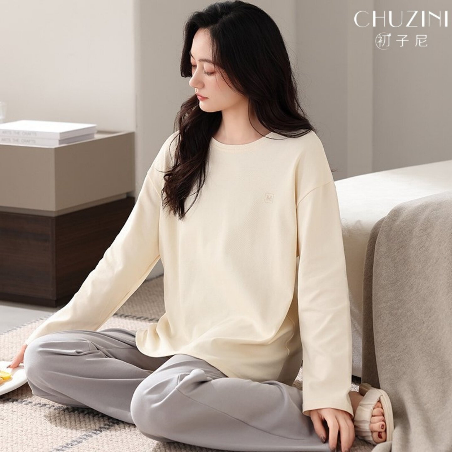 2025新款纯棉睡衣女春秋款长袖女士全棉可外穿宽松简约家居服套装