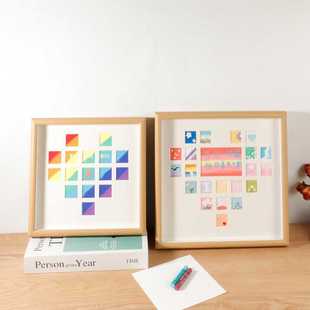 新款直销爱心宫格画框一整套diy重彩油画棒爱心形宫格画框生日礼