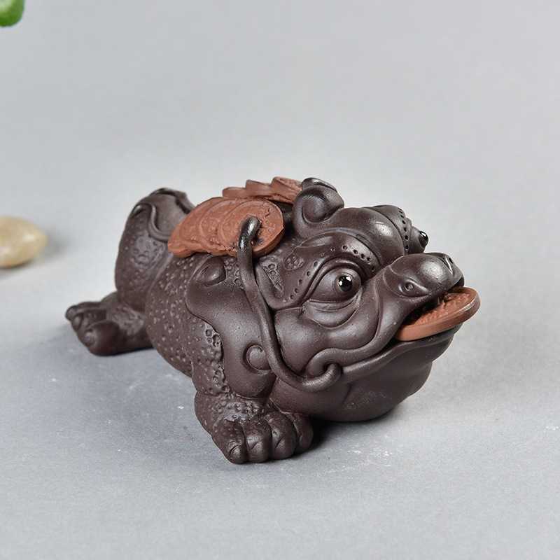 新款直销紫砂茶宠摆件精品可养招财金蟾貔貅茶玩创意蟾蜍茶台茶具