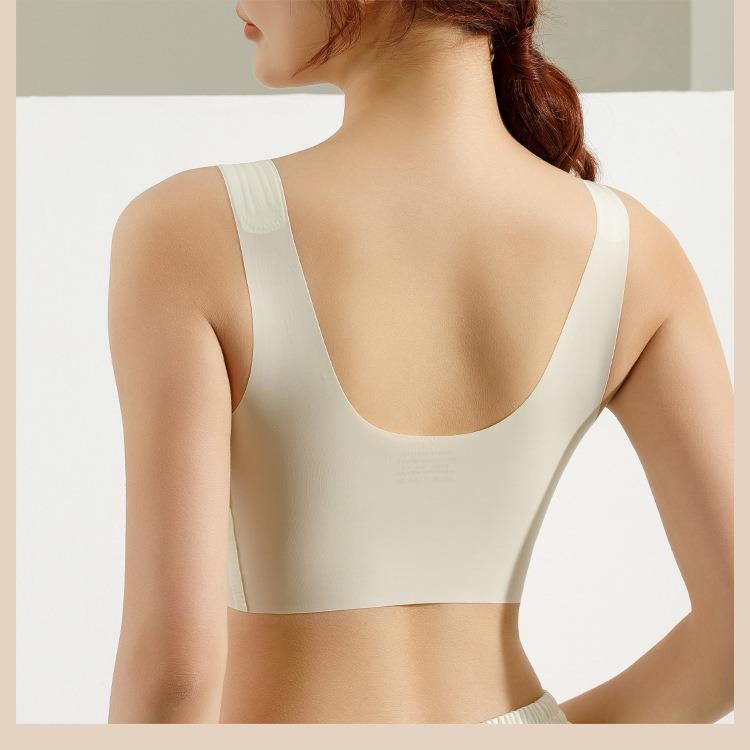 直销新款无痕内衣女美背固定杯聚拢防下垂无钢圈运动背心超薄柔弹