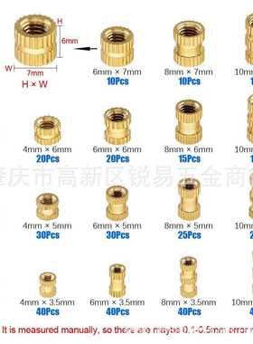 直销新款外贸新品 370pcs盒装 M2-M5黄铜注塑螺母滚花螺母螺纹镶