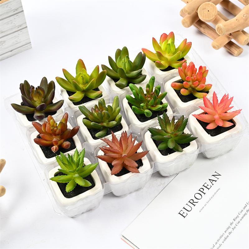 直销新款仿真植物多肉盆栽塑料陶瓷仿真多肉室内装饰创意假多肉摆