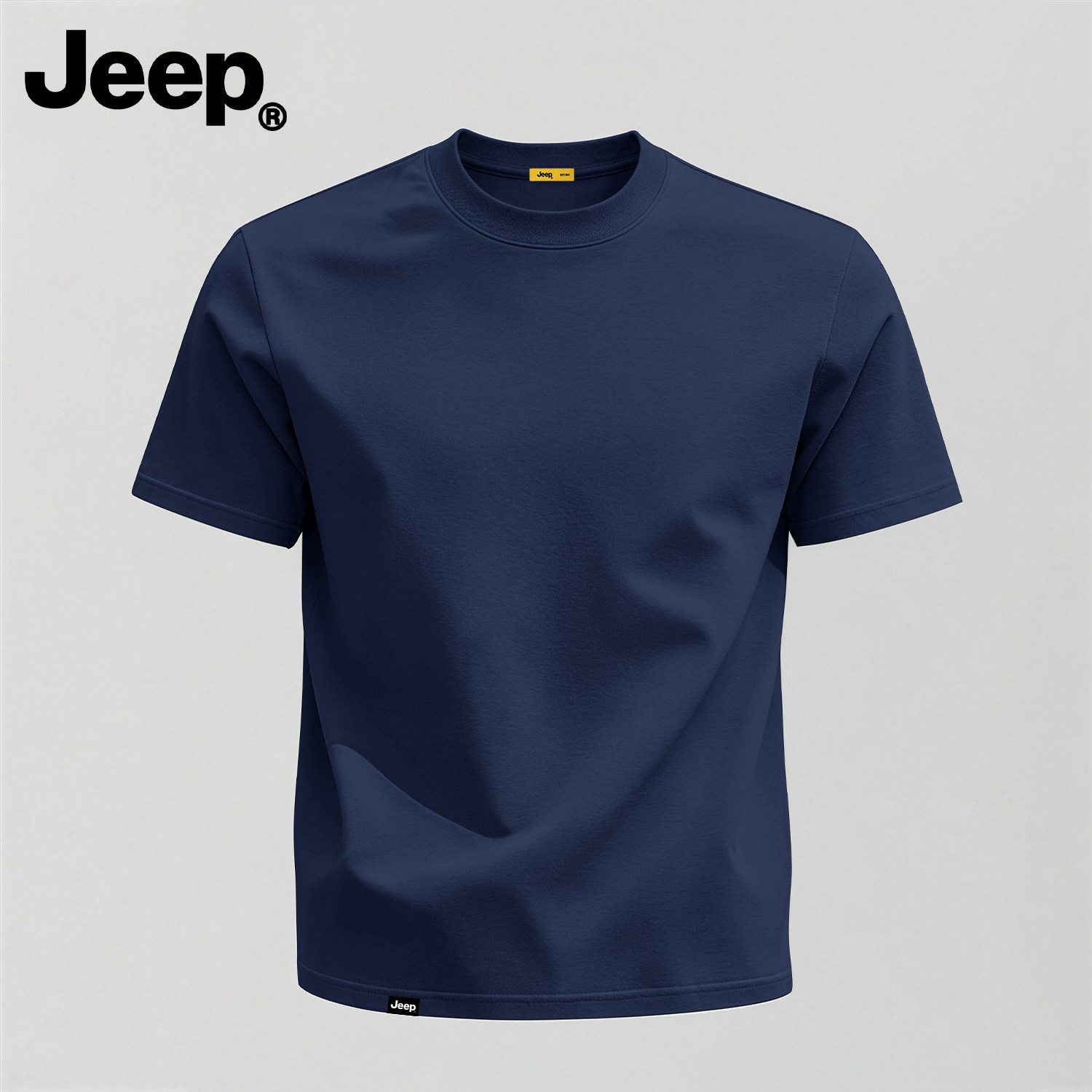 Jeep吉普短袖t恤男纯棉纯色2026新款夏季衣服薄款青少年宽松男装