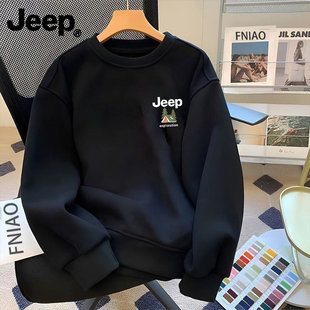 jeep吉普圆领卫衣男款男女士美式春秋新款衣服重磅青少年高级上衣