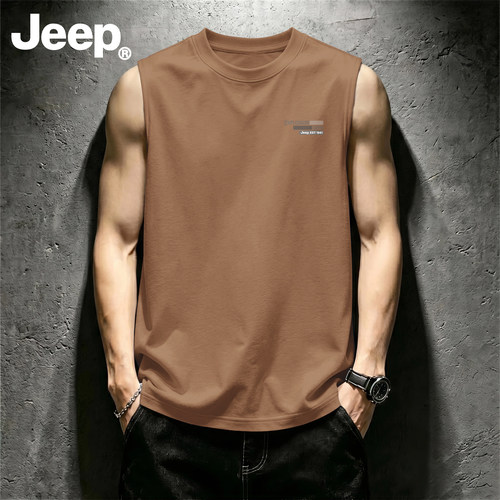 Jeep纯棉男夏季宽松运动背心