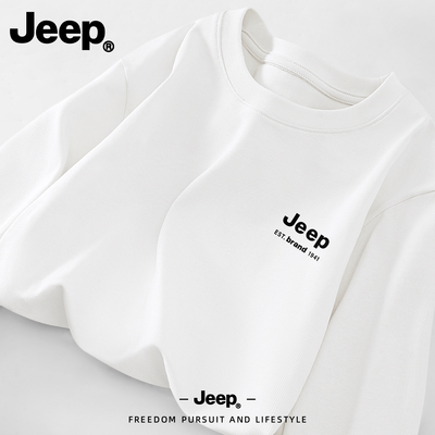 Jeep吉普纯棉长袖T恤男士