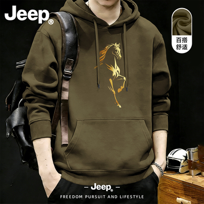 Jeep吉普连帽卫衣男女士春秋青少年新款衣服美式帅气男生高级上衣