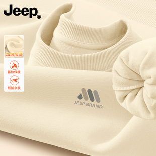 Jeep吉普圆领卫衣加厚新款重磅男款衣服加绒男女套头衫大码上衣男