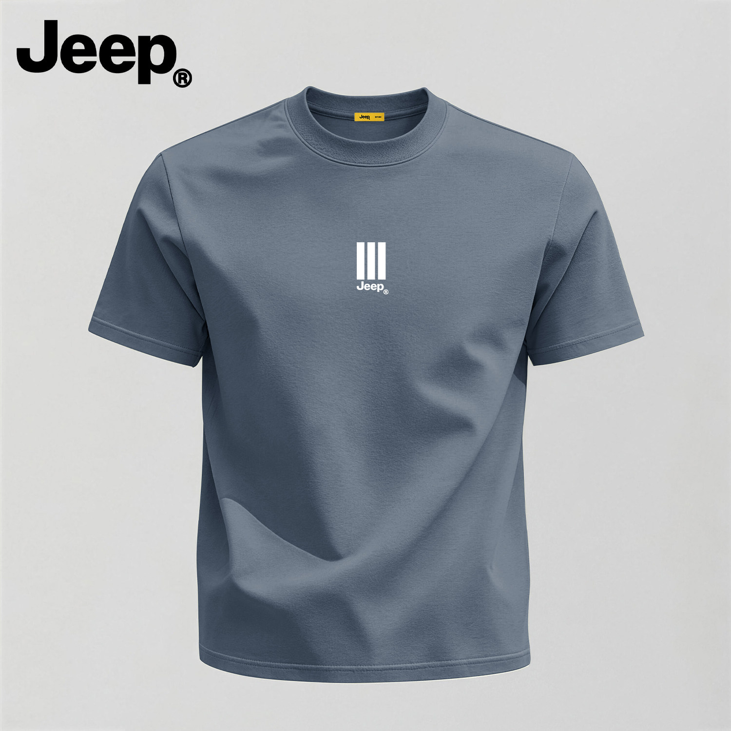 Jeep男夏季重磅纯棉透气T恤