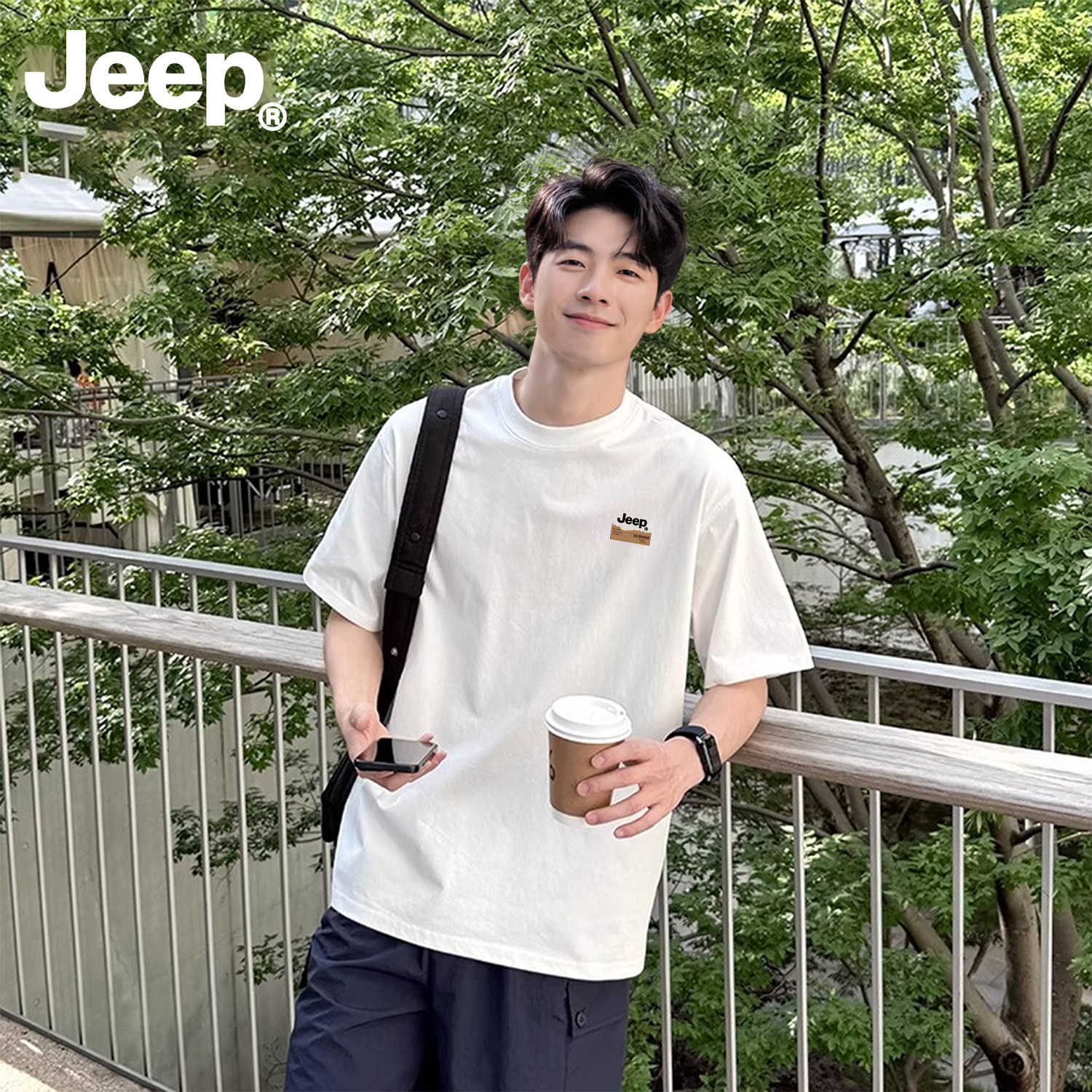 Jeep吉普男士纯棉短袖t恤2026春夏季新款上衣潮流休闲青少年衣服