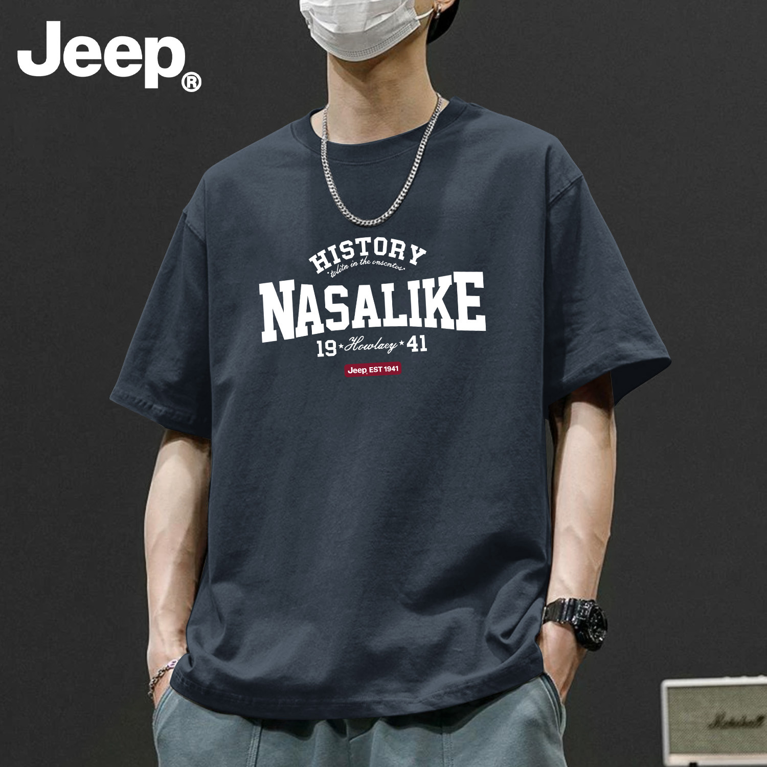 Jeep男士纯棉美式短袖T恤夏季