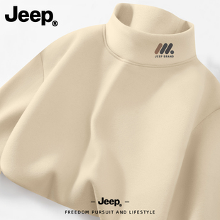 Jeep吉普上衣男款半高领领德绒新款双面绒男装秋冬高级青少年衣服