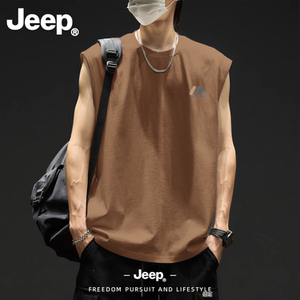 Jeep纯棉男士透气宽松打底背心
