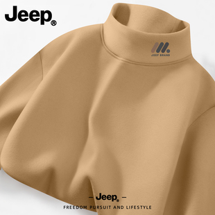Jeep吉普上衣男款半高领领德绒新款双面绒男装秋冬青少年高级衣服