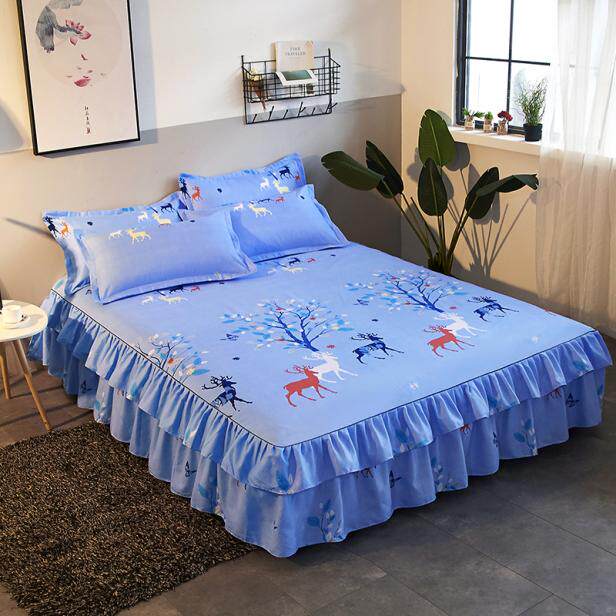 新款床罩床裙四件套夏季被套磨毛婚庆大红色床上用品4件套公主风