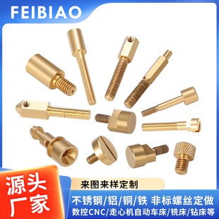 飞标五金加工螺丝螺母数控车床一字型非标五金黄铜配件定制