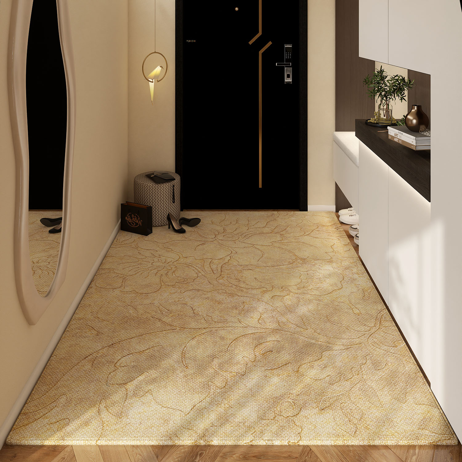 奶油风入户门地垫定制可裁剪家用地毯防滑玄关脚垫大门口进门门垫