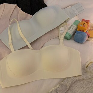 无肩带内衣女防滑小胸聚拢无钢圈抹胸式 隐形防走光无痕裹胸文胸罩