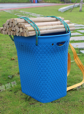 仿竹编塑料背篓大号加厚石榴背篼采茶蘑菇水果蔬菜赶集用背筐红色