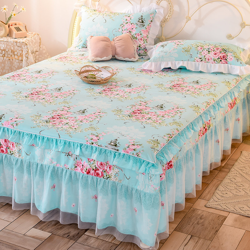 单件床裙床罩床裙式全棉床套防滑1.8米2.0m荷叶边床单保护罩