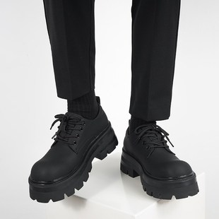 厚底增高鞋子德比鞋男款新款哑光高级感男士休闲黑色英伦风小皮鞋