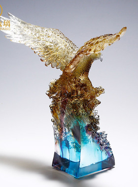 老鹰摆件琉璃工艺品办公室装饰品送领导公司开业乔迁高档商务礼品