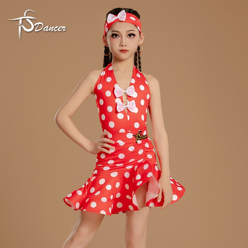 星舞林拉丁舞服女儿童2025年夏季新款波点高级练功服演出套装