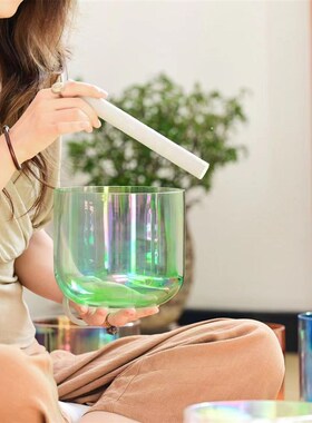 颂钵冰透水晶钵炼金钵七彩玻璃钵音钵采耳瑜伽冥想透明手工钵摆件
